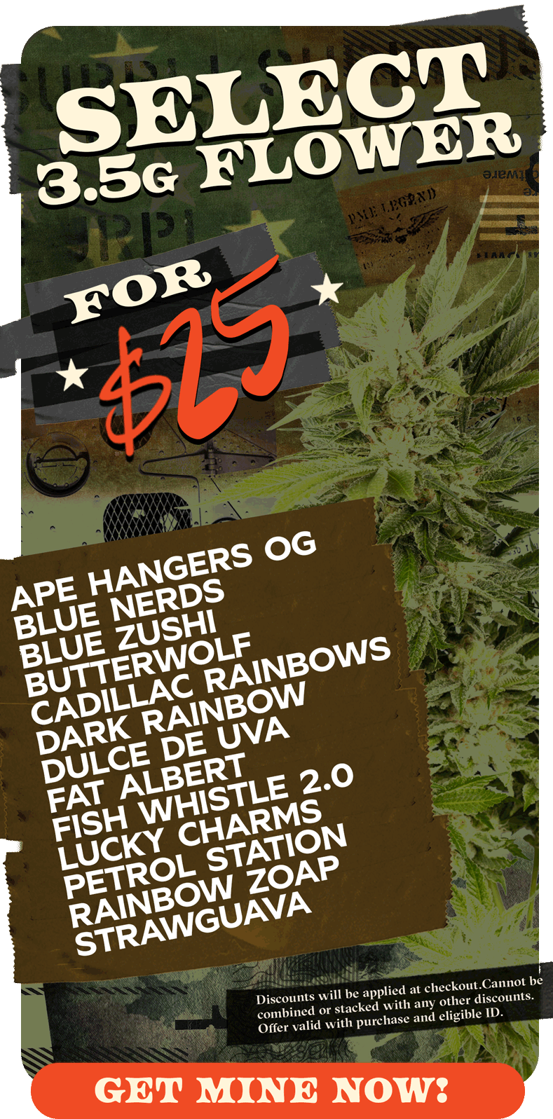 Select T1 3.5Flower For $25 ArmedForces Blank